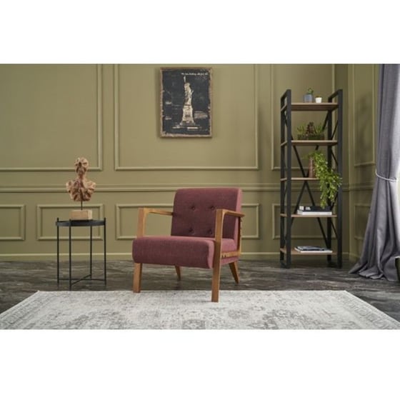 Πολυθρόνα 24mall Caesar από Ύφασμα/Ξύλο 69x80x83 cm - Κόκκινη image 3