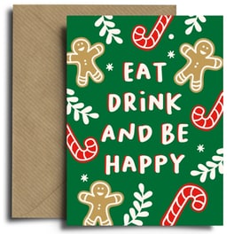 Ευχετήρια Κάρτα Χριστουγέννων Eat, Drink, Happy