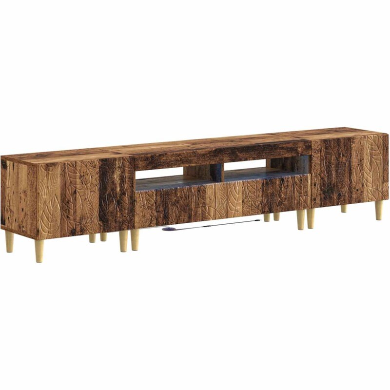 Έπιπλο Τηλεόρασης VidaXL DELFT με LED 3 τμχ 198 x 35 x 43 cm - Παλαιωμένο Ξύλο