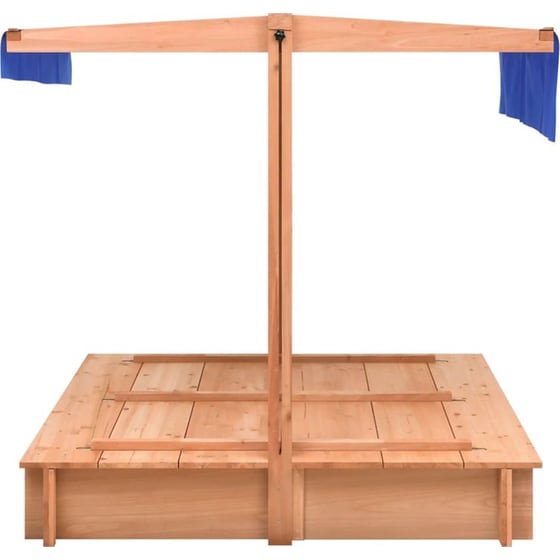 VidaXL Αμμοδόχος με Οροφή & Προστασία UV50 112x112x112cm Ξύλινη - Καφέ/ Μπλε image 1