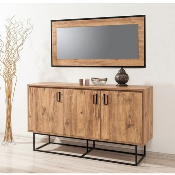 Μπουφές 24Mall Destra Atlantic Pine από Μοριοσανίδα/Μέταλλο 140x40x80 cm - Μαύρος/Καφέ image 3