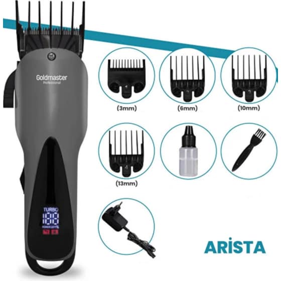 GOLDMASTER GM-8134 Arista Κουρευτική Μηχανή Επαναφορτιζόμενη Ανθρακί image 4