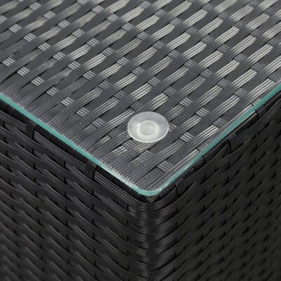 Σετ Τραπεζάκια Σαλονιού VidaXL από Συνθετικό Ρατάν με Γυάλινη Επιφάνεια 3 Τμχ - Μαύρα image 2