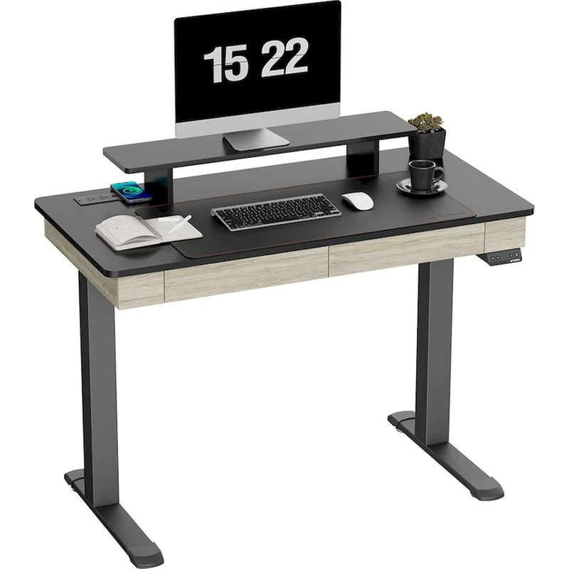 EUREKA ERGONOMIC Γραφείο Εργασίας με Συρτάρια Eureka Ergonomic ERK-ED-I55-OG-EU 140x60x75-122cm