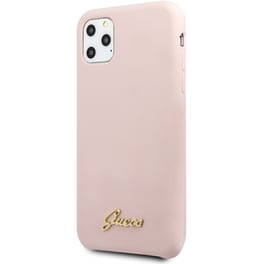 Guess “vintage Script Gold Logo Collection” Σκληρή Θήκη Προστασίας Από Σιλικόνη – Apple Iphone 11 Pro (ροζ)