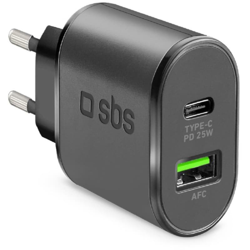 Φορτιστής Πρίζας Sbs 2port Usb-C,Usb 25W - Black