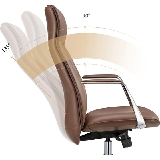 Καρέκλα Γραφείου Εργονομική Eureka Ergonomic ERK-OC08-BR από Δερματίνη - Καφέ image 4