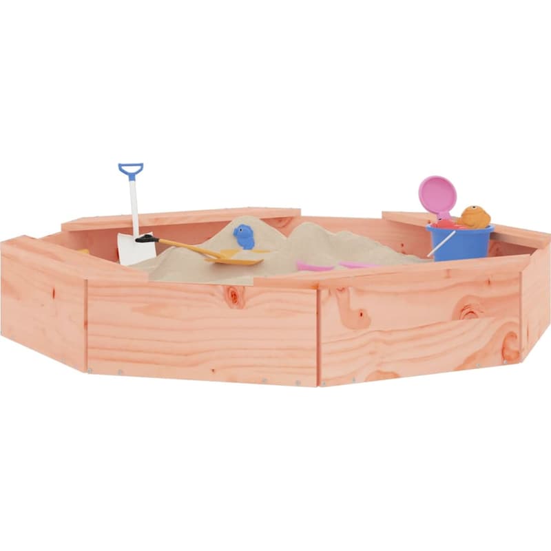 VidaXL Αμμοδόχος με Καθίσματα Οκτάγωνη 111x111x20cm Ξύλινη - Φυσικό Χρώμα Ξύλου VIDAXL