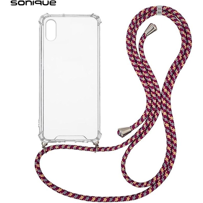 Θήκη Apple iPhone X / iPhone XS - Sonique με Κορδόνι Armor Clear - Μπορντό