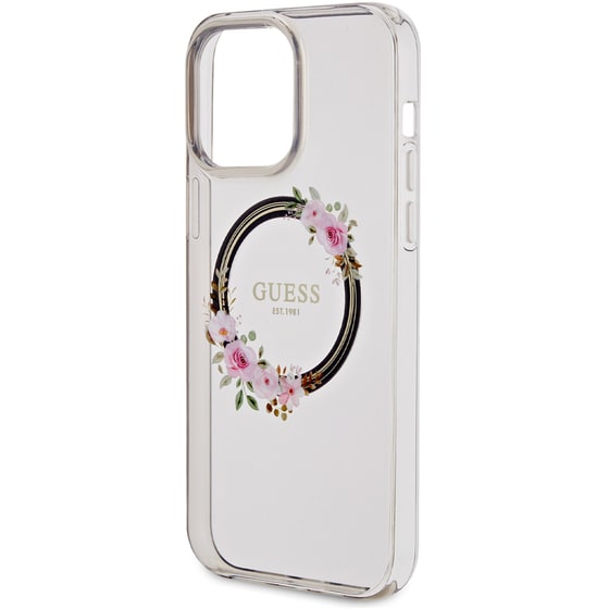 Θήκη Apple iPhone 14 Pro - Guess Flowers Wreath Collection Magsafe Hard Case - Μαύρο image 5