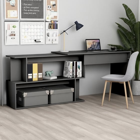 Γωνιακό Γραφείο VidaXL από Μοριοσανίδα 200x50x76 cm - Γκρι image 2