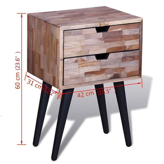 Κομοδίνο Vidaxl Από Μασίφ Ανακυκλωμένο Ξύλο Teak 42x31x60 cm - Καφέ image 4