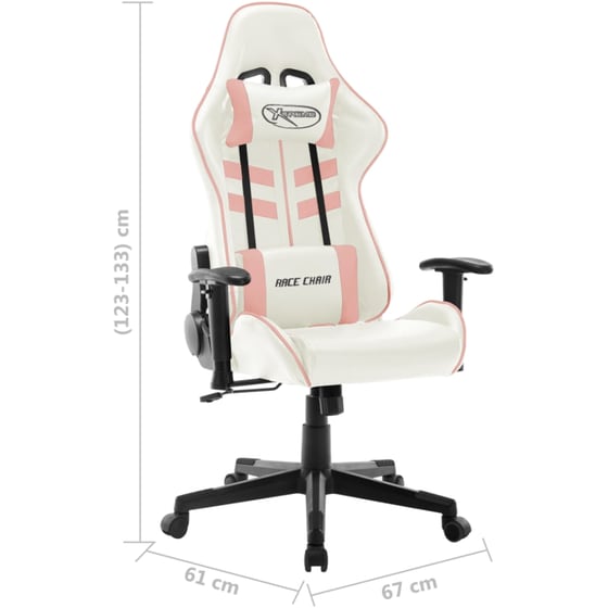Καρέκλα Gaming VidaXL από Τεχνητό Δέρμα - Λευκή/Ροζ image 7