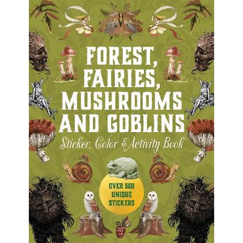 Forest, Fairies, Mushrooms and Goblins Sticker, Color Activity Book