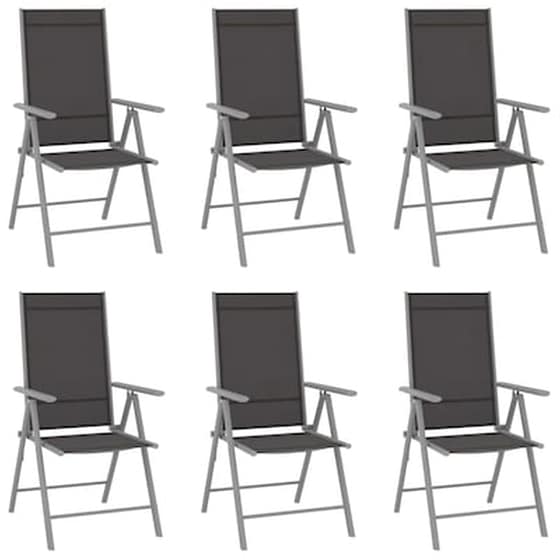Καρέκλες Κήπου Vidaxl Πτυσσόμενες από Textilene 6 Τεμ. 54x73x107cm - Μαύρες image 0
