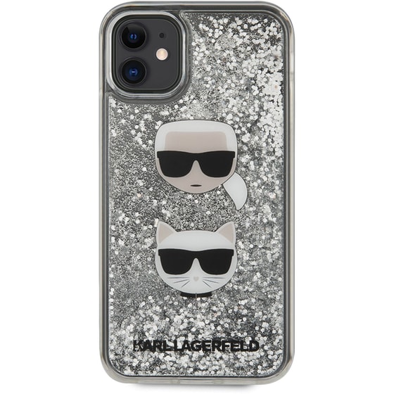 Karl Lagerfeld Liquid Glitter Case 2 Heads Θήκη Προστασίας – Iphone 11 (black/glitter Silver – Klhcn61kcglsl) image 0