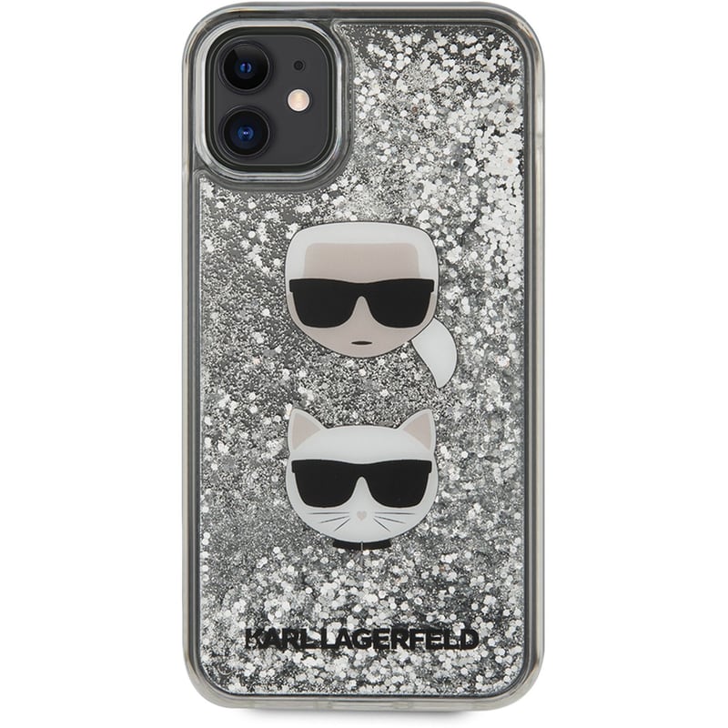 Karl Lagerfeld Liquid Glitter Case 2 Heads Θήκη Προστασίας – Iphone 11 (black/glitter Silver – Klhcn61kcglsl)