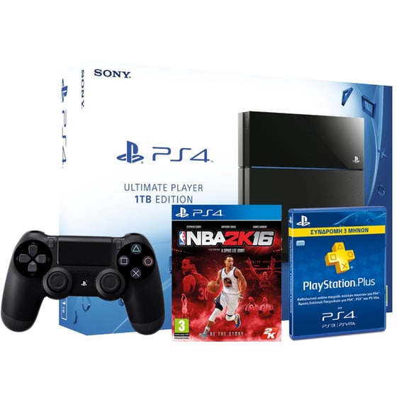 Sony PlayStation 4 - 1TB C Chassis & 2ο Χειριστήριο & NBA 2K16 & PlayStation Plus 3 Μήνες image 0