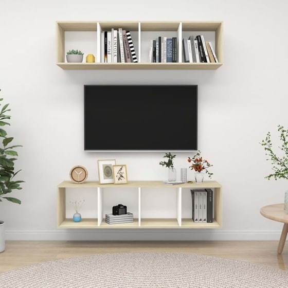 Έπιπλα Τηλεόρασης VidaXL Μοριοσανίδα 2 Τμχ 37x37x142.5cm - Καφέ image 2