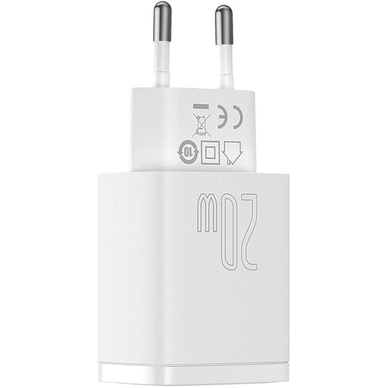 Φορτιστής Πρίζας Baseus CCXJ-B02 2port Usb-C,Usb 20W - White image 2