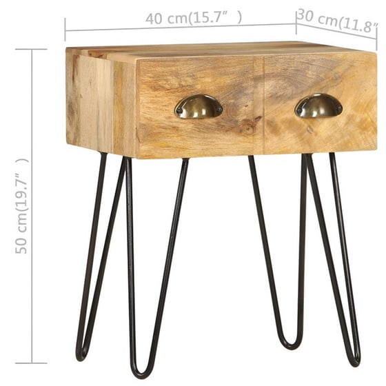 Κομοδίνο Vidaxl Από Μασίφ Ξύλο Μάνγκο 40x30x50 cm - Φυσικό image 6