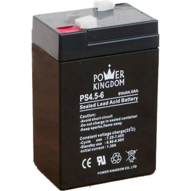 POWER KINGDOM Μπαταρία Power Kingdom με Χωρητικότητα 4.5Ah και Τάση 6V PS4.5-6 Μαύρο