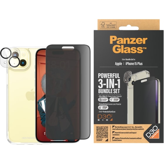 Θήκη & Προστασία Οθόνης / Καμερών Apple iPhone 15 Plus - PanzerGlass Privacy Bundle Hardcase with D30 - Διάφανο image 2