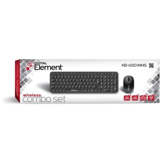 ELEMENT KB-650WMS Ασύρματο σετ Πληκτρολόγιο-ποντίκι Μαύρο (US, GR) image 1