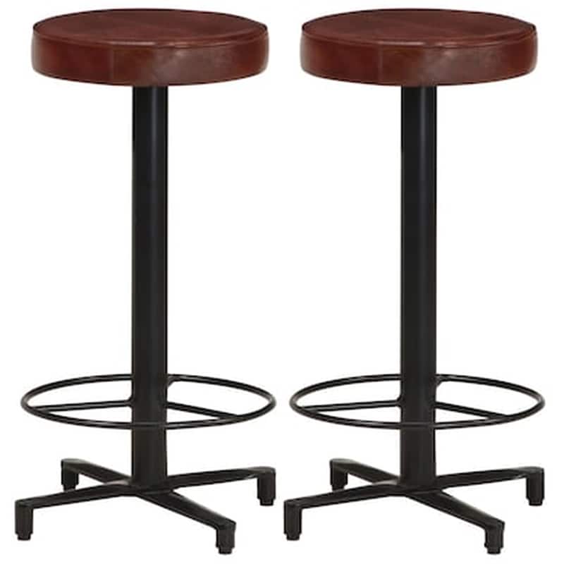 Σκαμπό Μπαρ Vidaxl από Γνήσιο Δέρμα 66 cm 2 Τμχ - Καφέ VIDAXL