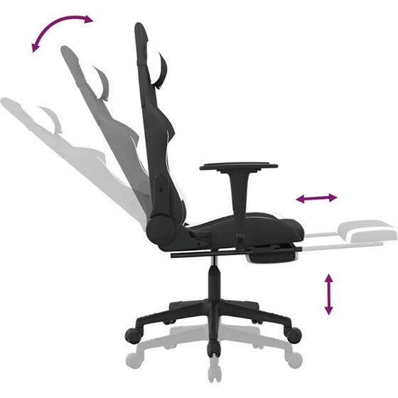 Καρέκλα Gaming VIDAXL 345508 με Υποπόδιο - Μαύρο image 9