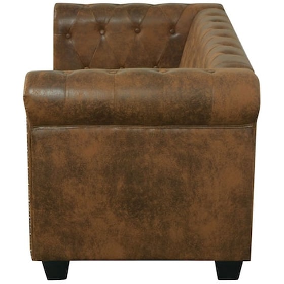 Διθέσιος Καναπές VidaXL Chesterfield 145.5x76cm - Καφέ image 4