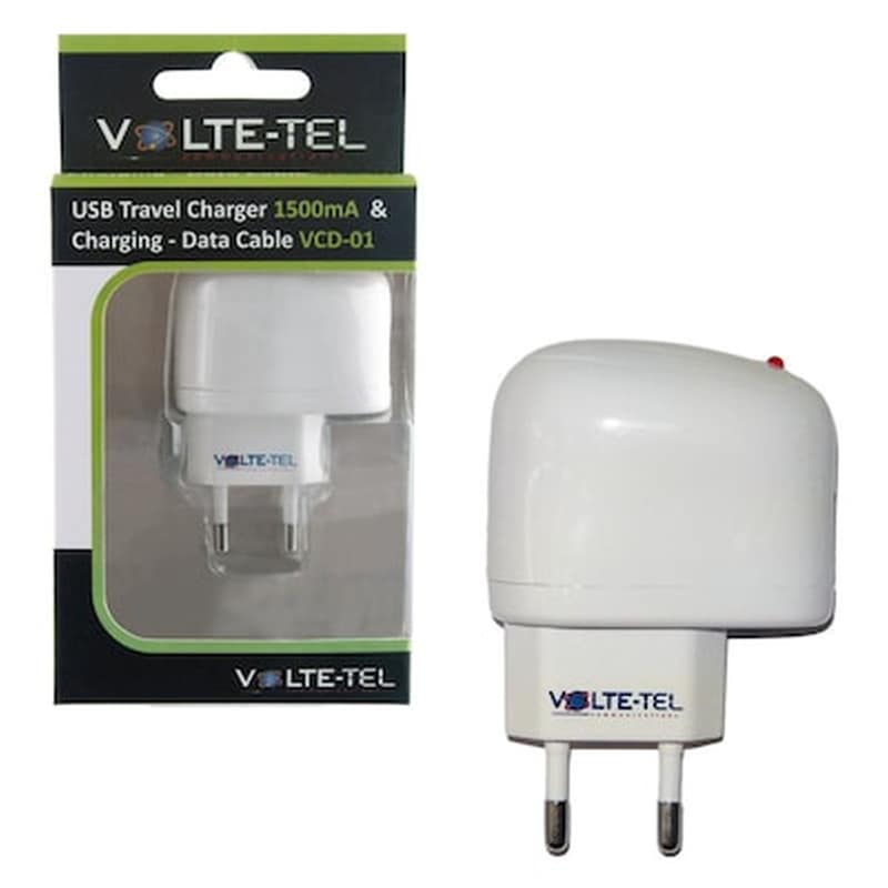 Φορτιστής Πρίζας Volte-tel Vtu045 Usb 1.5Α - White