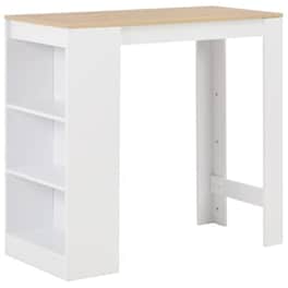 Τραπέζι Μπαρ Vidaxl Με Ράφια Λευκό 110x50x103 cm - Λευκό/Φυσικό Χρώμα