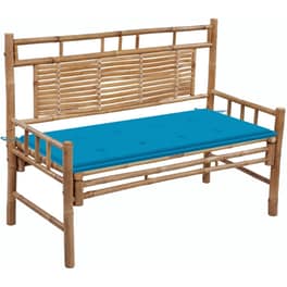 Παγκάκι Κήπου VidaXL με Μαξιλάρι από Μπαμπού 120x55x90 cm - Καφέ/Μπλε