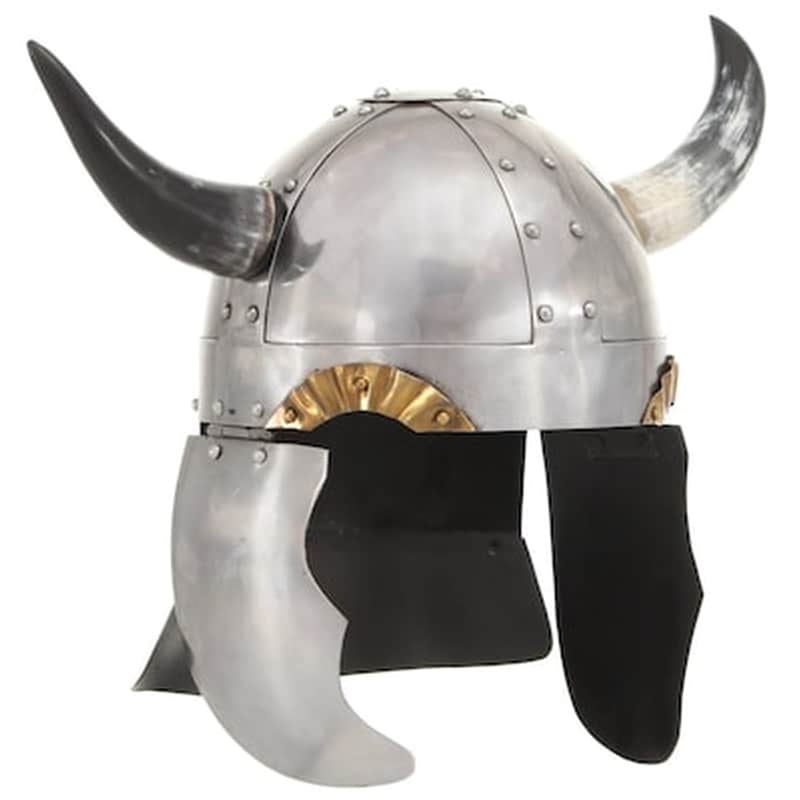 Vidaxl Κράνος Βίκινγκ Φανταστικό Για Larp Ασημί Ατσάλινο VIDAXL