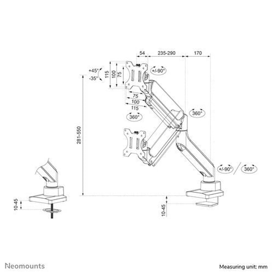 Βάση Οθόνης Επιτραπέζια Neomounts NEODS70-450BL1 17'' - 42'' έως 15 kg image 16
