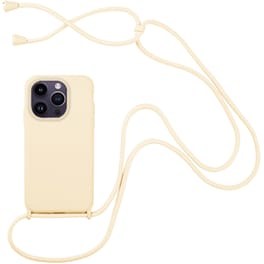 Θήκη Apple iPhone 14 Pro Max - My Colors CarryHang Θήκη Σιλικόνης με Κορδόνι - Μπεζ