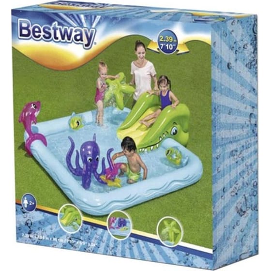 Φουσκωτή Παιδική Πισίνα Bestway 53052 Fantastic Aquarium Play Center 308Lt με Τσουλήθρα - Πολύχρωμη image 7