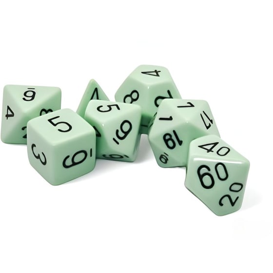 Opaque Pastel Green/Black Polyhedral 7-die Set CHESSEX image 0
