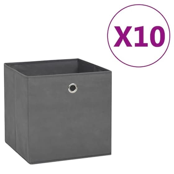 Κουτιά Αποθήκευσης Vidaxl Σετ 10 Τμχ από  Ύφασμα 28x28x28 cm - Γκρι image 0