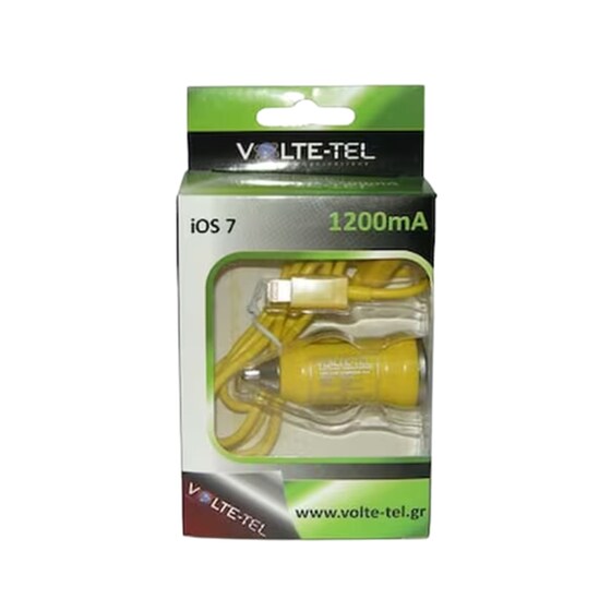 Φορτιστής Αυτοκινήτου Volte-Tel Lightning - Κίτρινο image 1