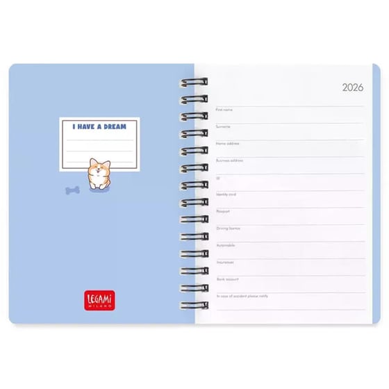 Ημερολόγιο Εβδομαδιαίο Legami 2026 12Μ Small Spiral Blue Corgi image 3