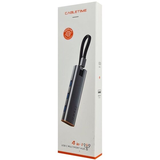 Cabletime Usb-c Hub Ct-hubp4, 4x Usb Θύρες, 5gbps, Γκρι image 3