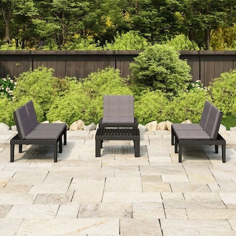 Σετ Σαλόνι Κήπου Vidaxl Πλαστικό με Μαξιλάρια 4 Τμχ - Γκρι VIDAXL