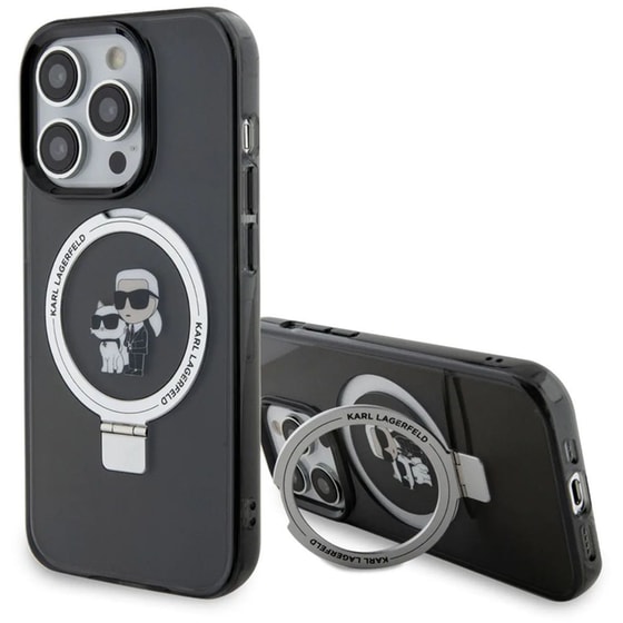 Θήκη Apple iPhone 15 Pro Max - Karl Lagerfeld Magsafe Ringstand Case "Karl & Choupette’s Head" - Black image 0