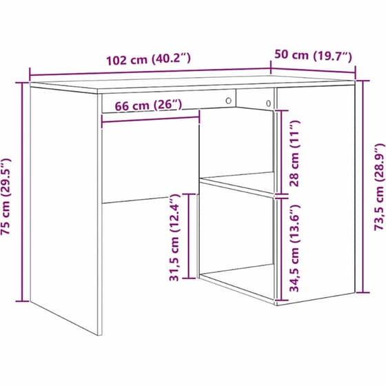 Γωνιακό Γραφείο VidaXL με Συρτάρι και Ράφι 102x88x75 cm - Παλιό Ξύλο image 10