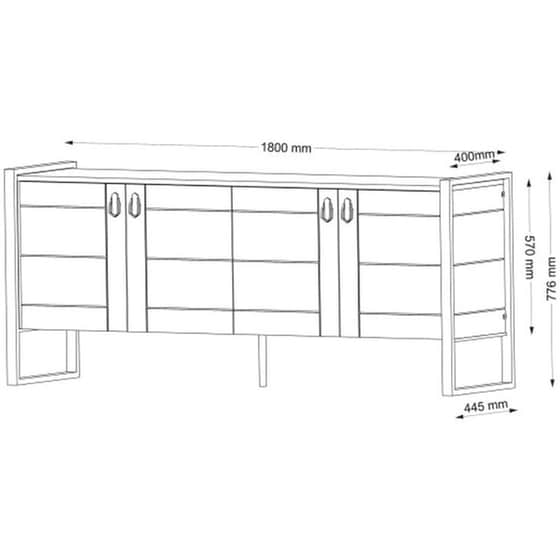 Μπουφές 24Mall Firma από Μοριοσανίδα/Μέταλλο 180x44.5x77.6 cm - Καρυδί image 3