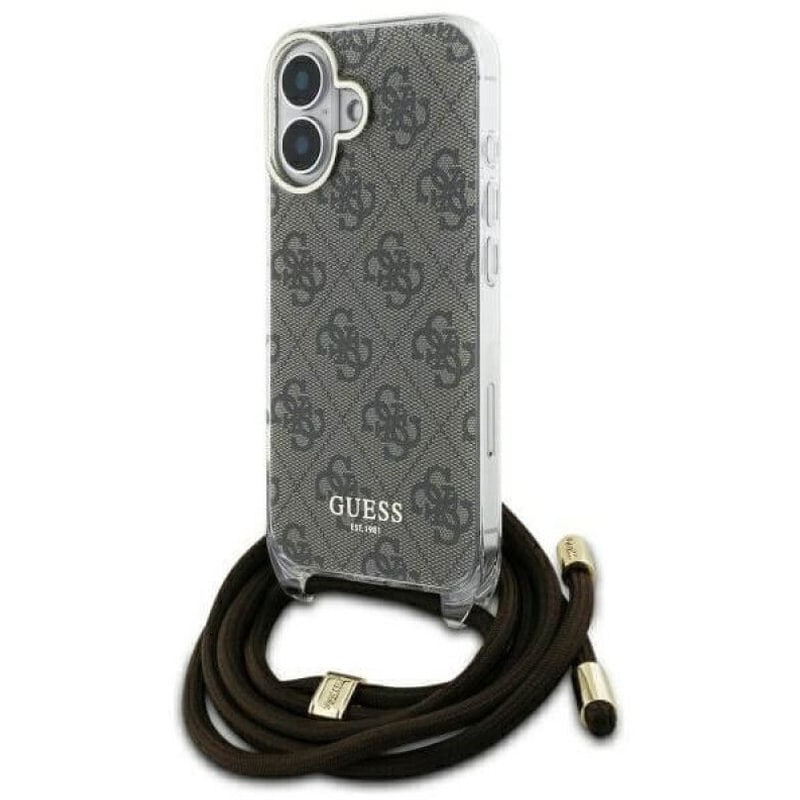 Θήκη Apple iPhone 16 Guess Crossbody Cord 4G - Καφέ