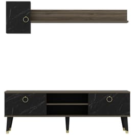 Έπιπλο Τηλεόρασης 24Mall Alpha από Μοριοσανίδα 150x50x35 cm - Μαύρο/Καρυδί