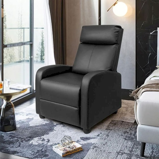 Πολυθρόνα Relax Massage Fray από Τεχνητό Δέρμα - Μαύρο image 5